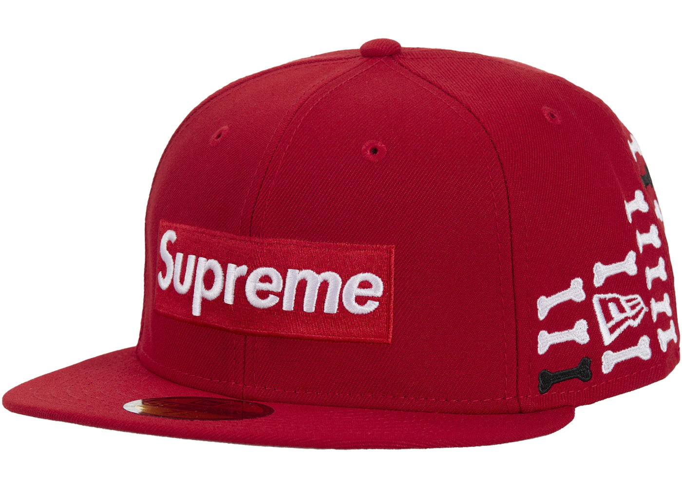 Supreme Bones Box Logo New Era 59Fifty Fitted Hat Red