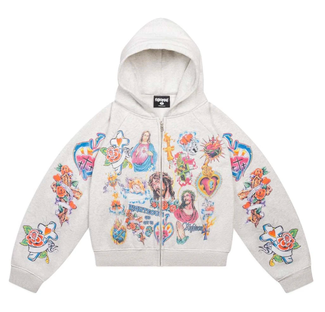 Righteous Risen King Zip Up Grey