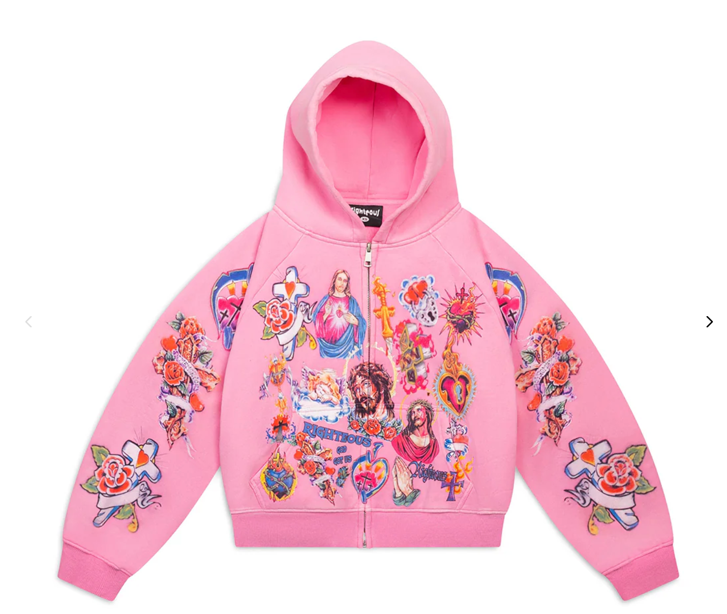 "Risen King" Cropped Zip Up (Pink)
