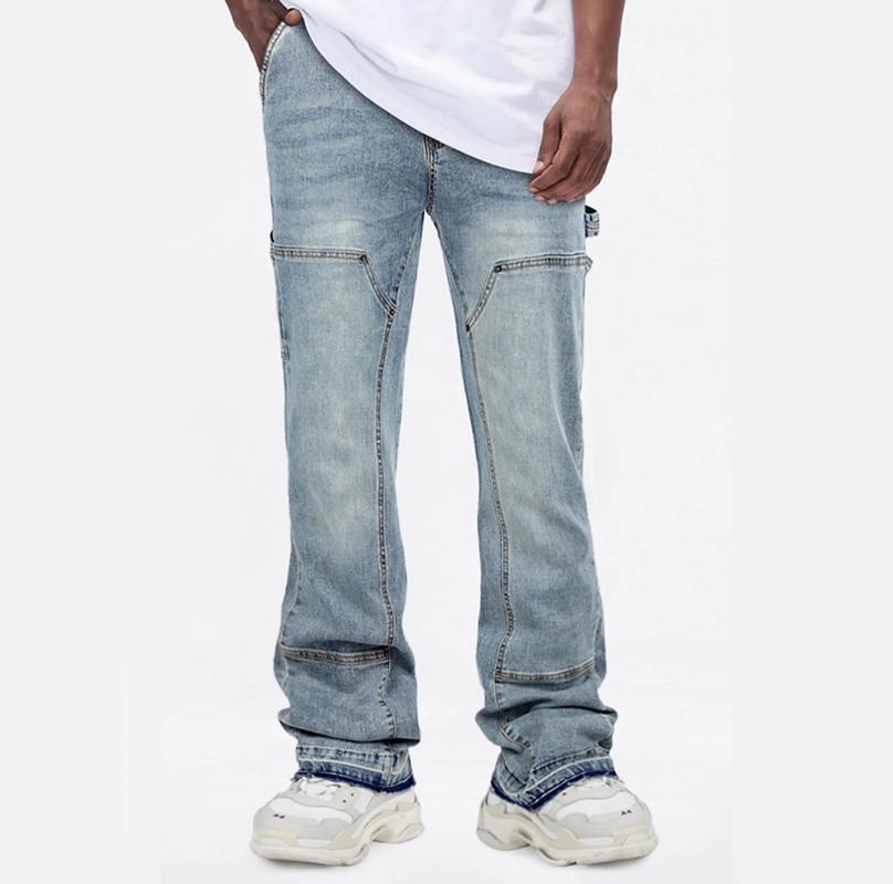 Light Wash Double Knee Stacked Denim